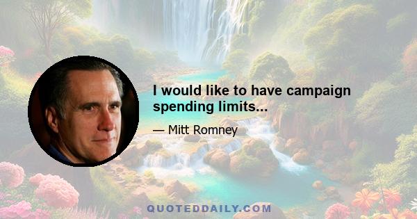 I would like to have campaign spending limits...