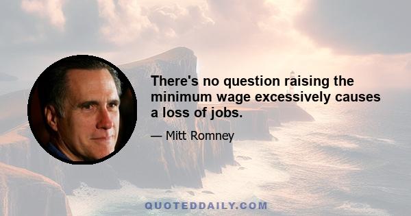 There's no question raising the minimum wage excessively causes a loss of jobs.