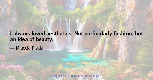 I always loved aesthetics. Not particularly fashion, but an idea of beauty.