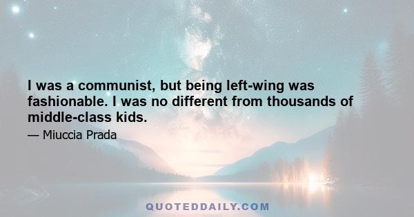 I was a communist, but being left-wing was fashionable. I was no different from thousands of middle-class kids.