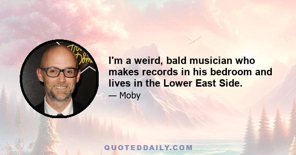 I'm a weird, bald musician who makes records in his bedroom and lives in the Lower East Side.