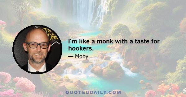 I'm like a monk with a taste for hookers.