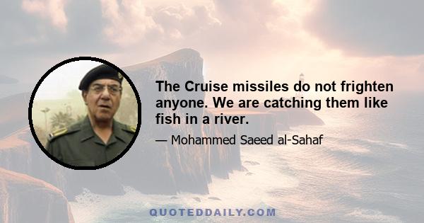 The Cruise missiles do not frighten anyone. We are catching them like fish in a river.