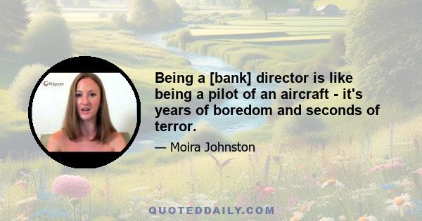 Being a [bank] director is like being a pilot of an aircraft - it's years of boredom and seconds of terror.