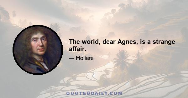 The world, dear Agnes, is a strange affair.