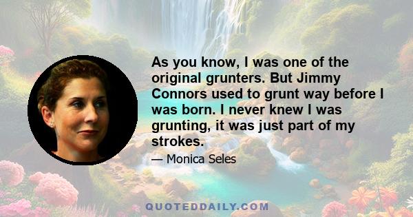 As you know, I was one of the original grunters. But Jimmy Connors used to grunt way before I was born. I never knew I was grunting, it was just part of my strokes.