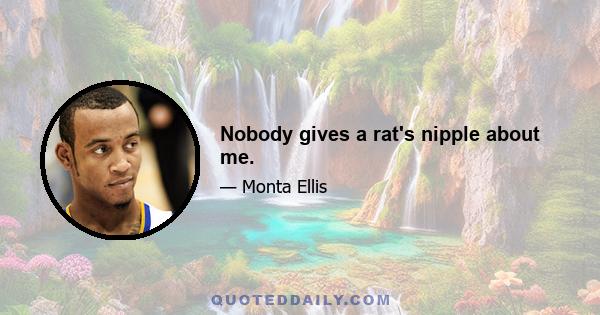 Nobody gives a rat's nipple about me.