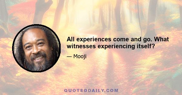 All experiences come and go. What witnesses experiencing itself?