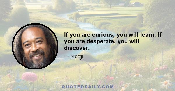 If you are curious, you will learn. If you are desperate, you will discover.