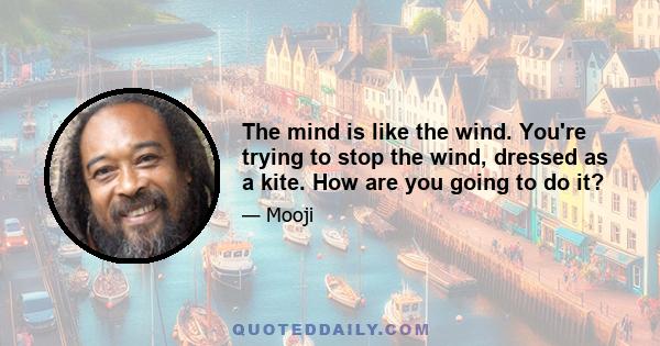 The mind is like the wind. You're trying to stop the wind, dressed as a kite. How are you going to do it?