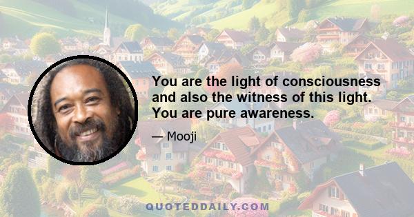 You are the light of consciousness and also the witness of this light. You are pure awareness.