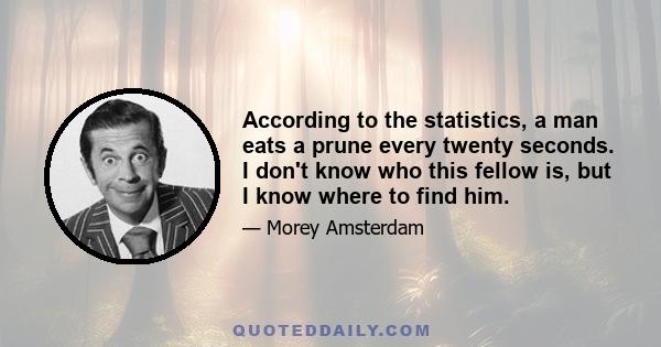 According to the statistics, a man eats a prune every twenty seconds. I don't know who this fellow is, but I know where to find him.