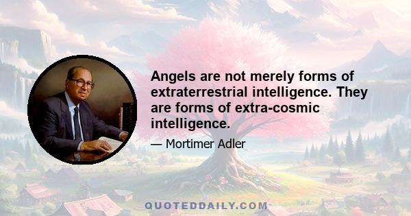 Angels are not merely forms of extraterrestrial intelligence. They are forms of extra-cosmic intelligence.