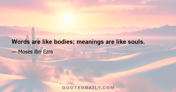 Words are like bodies; meanings are like souls.