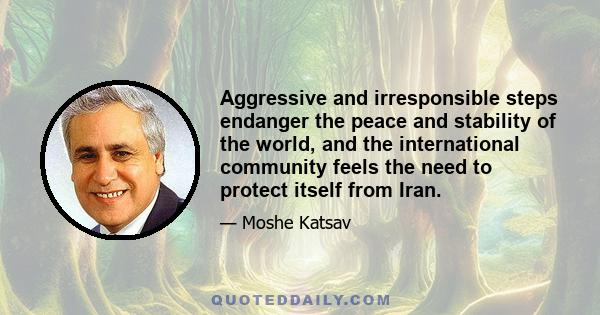 Aggressive and irresponsible steps endanger the peace and stability of the world, and the international community feels the need to protect itself from Iran.