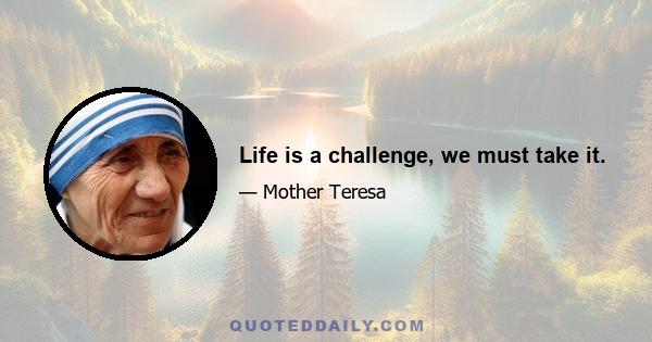 Life is a challenge, we must take it.