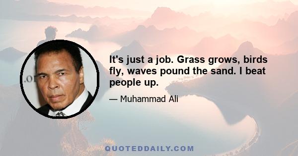 It's just a job. Grass grows, birds fly, waves pound the sand. I beat people up.