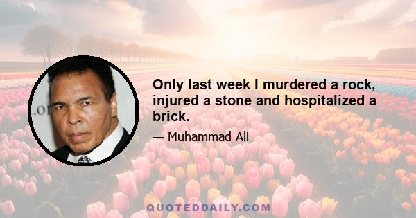 Only last week I murdered a rock, injured a stone and hospitalized a brick.