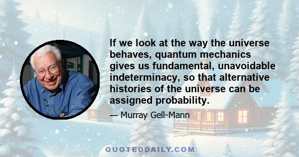 If we look at the way the universe behaves, quantum mechanics gives us fundamental, unavoidable indeterminacy, so that alternative histories of the universe can be assigned probability.