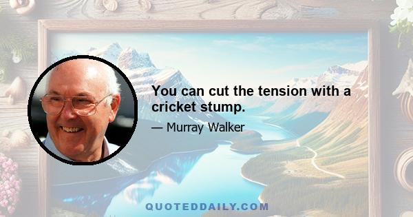 You can cut the tension with a cricket stump.