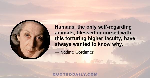 Humans, the only self-regarding animals, blessed or cursed with this torturing higher faculty, have always wanted to know why.