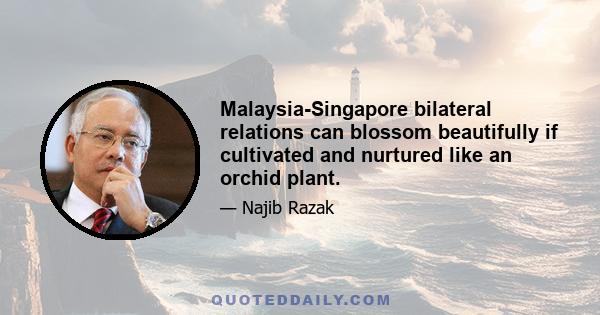 Malaysia-Singapore bilateral relations can blossom beautifully if cultivated and nurtured like an orchid plant.