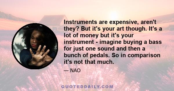 Instruments are expensive, aren't they? But it's your art though. It's a lot of money but it's your instrument - imagine buying a bass for just one sound and then a bunch of pedals. So in comparison it's not that much.