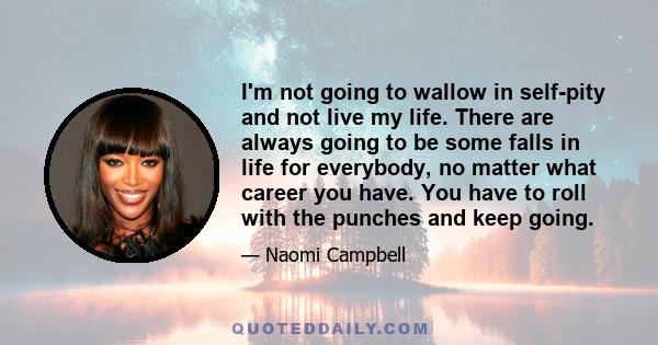 I'm not going to wallow in self-pity and not live my life. There are always going to be some falls in life for everybody, no matter what career you have. You have to roll with the punches and keep going.