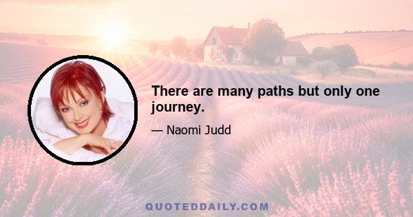 There are many paths but only one journey.