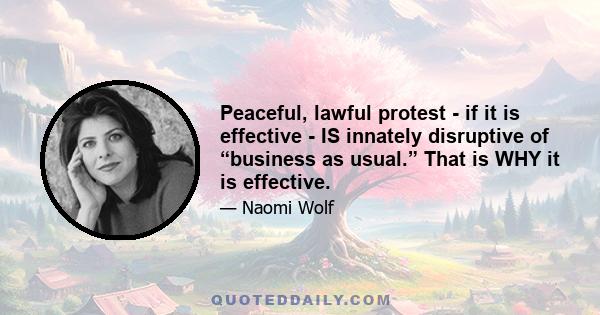 Peaceful, lawful protest - if it is effective - IS innately disruptive of “business as usual.” That is WHY it is effective.