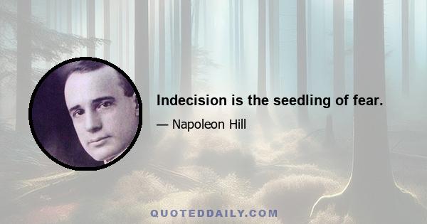 Indecision is the seedling of fear.