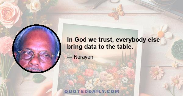 In God we trust, everybody else bring data to the table.