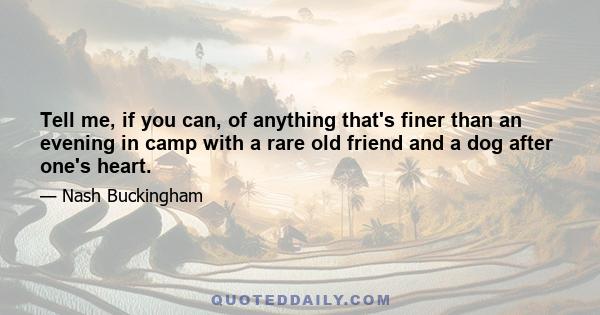 Tell me, if you can, of anything that's finer than an evening in camp with a rare old friend and a dog after one's heart.