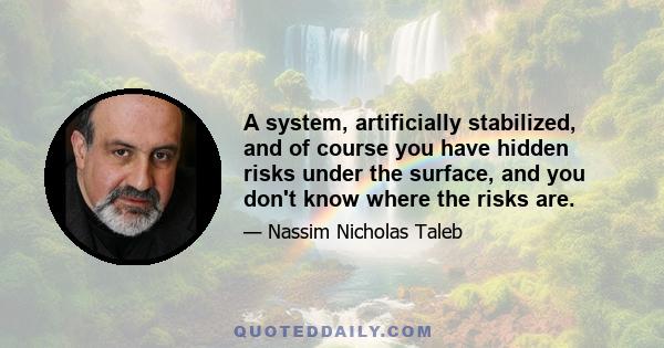 A system, artificially stabilized, and of course you have hidden risks under the surface, and you don't know where the risks are.