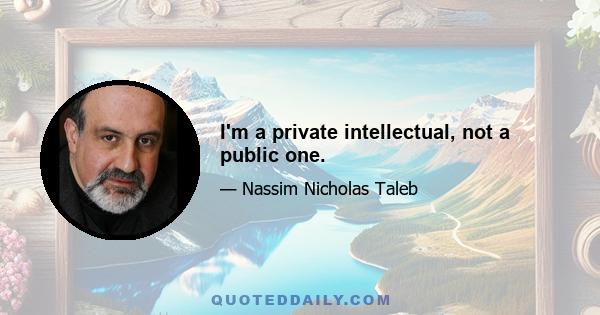 I'm a private intellectual, not a public one.