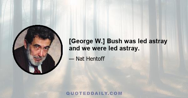 [George W.] Bush was led astray and we were led astray.