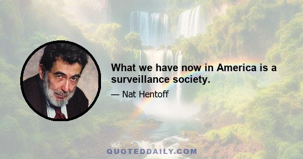 What we have now in America is a surveillance society.