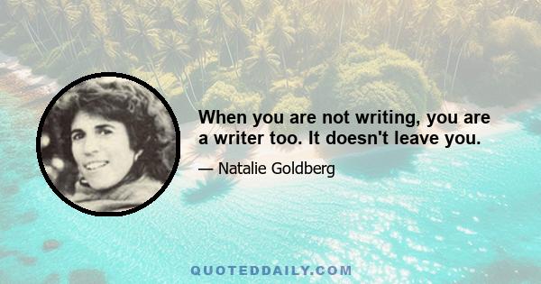 When you are not writing, you are a writer too. It doesn't leave you.