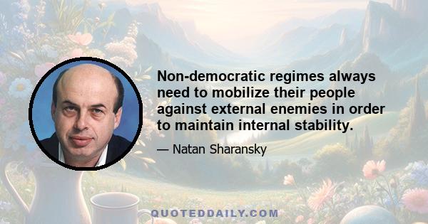 Non-democratic regimes always need to mobilize their people against external enemies in order to maintain internal stability.