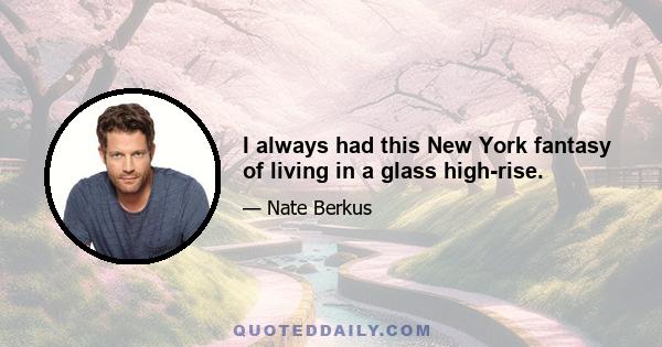 I always had this New York fantasy of living in a glass high-rise.