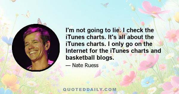 I'm not going to lie. I check the iTunes charts. It's all about the iTunes charts. I only go on the Internet for the iTunes charts and basketball blogs.