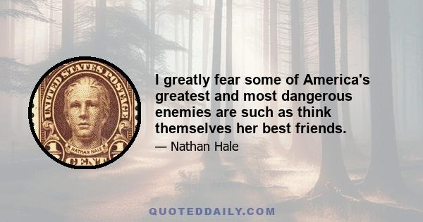 I greatly fear some of America's greatest and most dangerous enemies are such as think themselves her best friends.