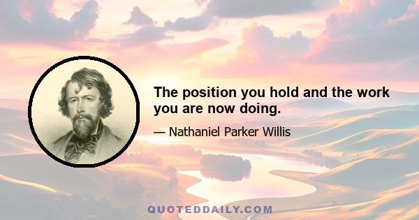 The position you hold and the work you are now doing.