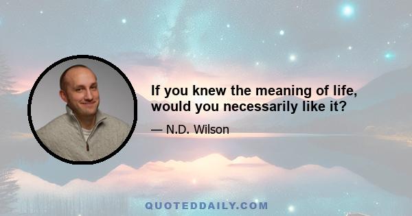 If you knew the meaning of life, would you necessarily like it?