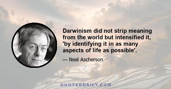 Darwinism did not strip meaning from the world but intensified it, 'by identifying it in as many aspects of life as possible'.