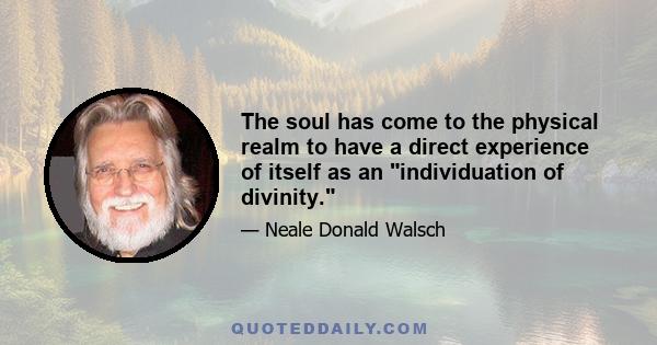 The soul has come to the physical realm to have a direct experience of itself as an individuation of divinity.