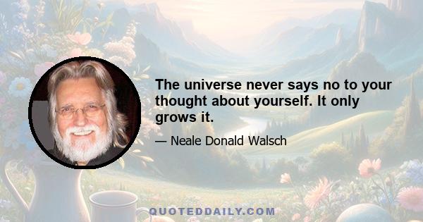 The universe never says no to your thought about yourself. It only grows it.