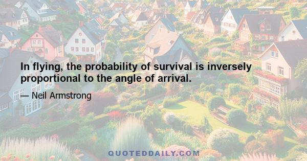 In flying, the probability of survival is inversely proportional to the angle of arrival.