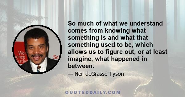 So much of what we understand comes from knowing what something is and what that something used to be, which allows us to figure out, or at least imagine, what happened in between.