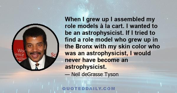 When I grew up I assembled my role models à la cart. I wanted to be an astrophysicist. If I tried to find a role model who grew up in the Bronx with my skin color who was an astrophysicist, I would never have become an